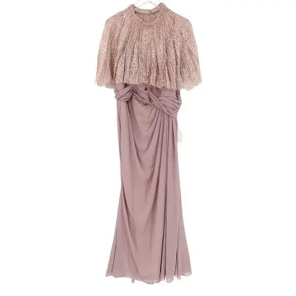 Mac Duggal Pink Sleeveless Embellished Cape Formal Gown 20467 SZ 16 NWT Rose - Picture 2 of 5